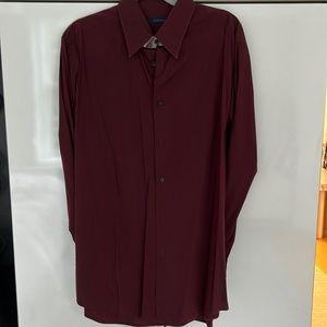 Burgundy color, size 17 neck button down shirt for men